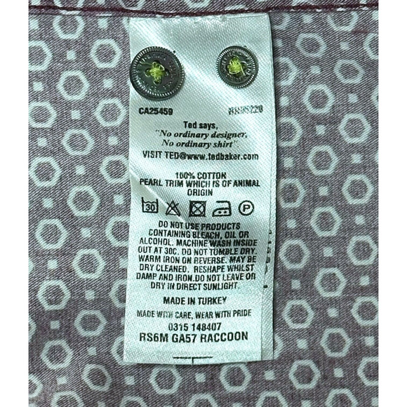 TED BAKER Modern Fit Button Up Shirt Wrinkle Resistant Work Night Out Red 15.5 - Picture 9 of 10